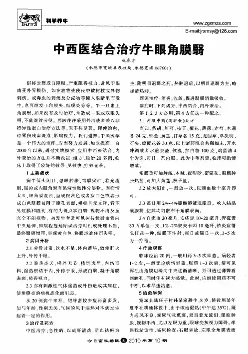 中西医结合治疗牛眼角膜翳