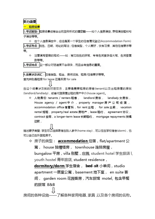 雅思听力租房场景(最新整理)