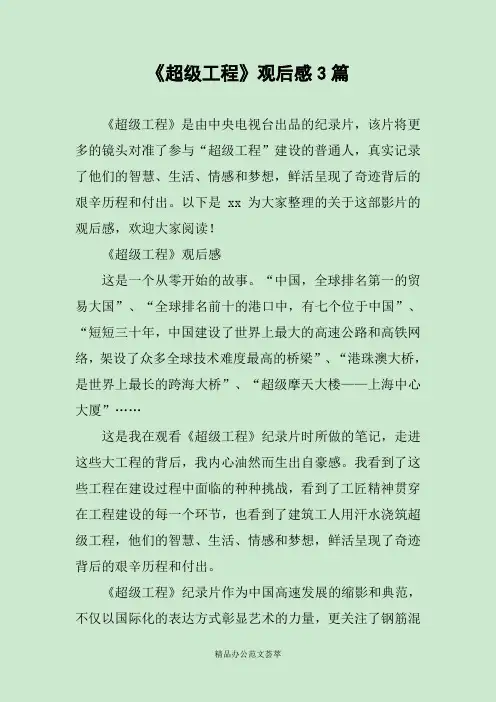 《超级工程》观后感3篇