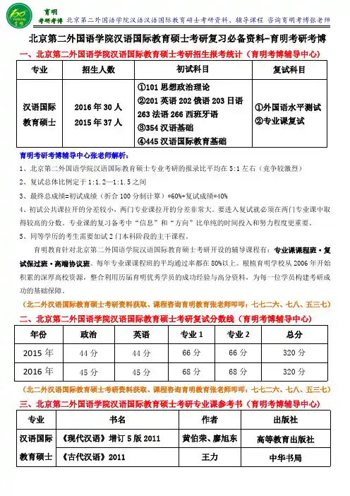 北京第二外国语学院汉语国际教育硕士考研真题考试资料考试内容分析-育明考研考博