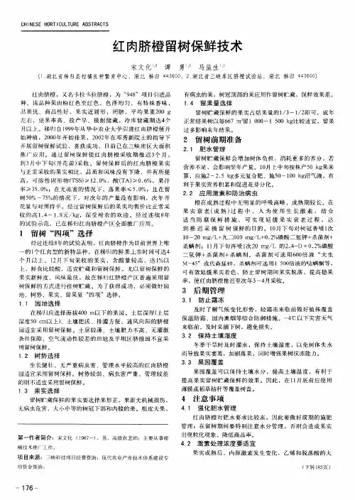 红肉脐橙留树保鲜技术