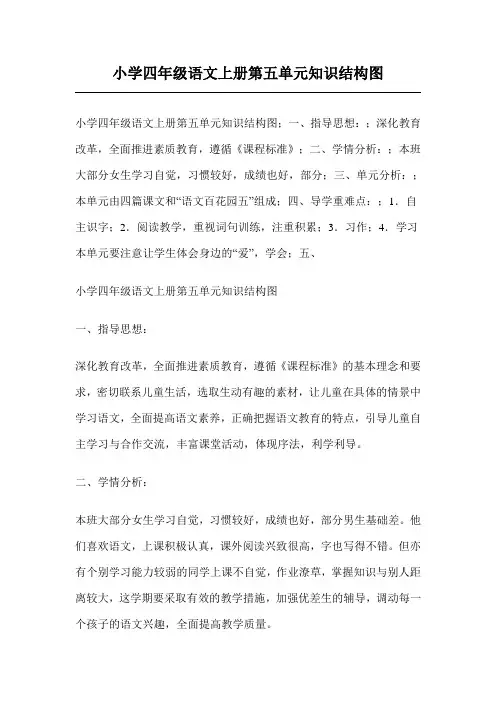 小学四年级语文上册第五单元知识结构图