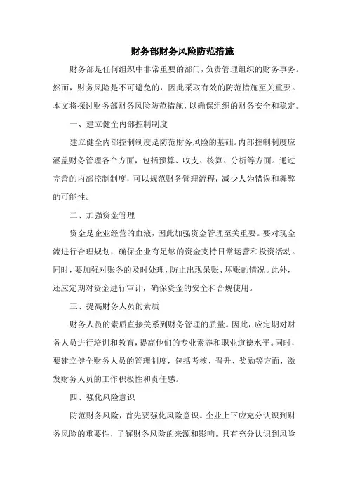 财务部财务风险防范措施