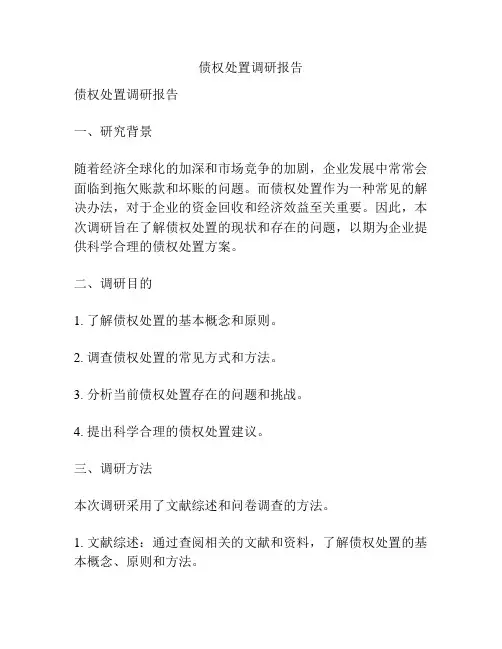 债权处置调研报告