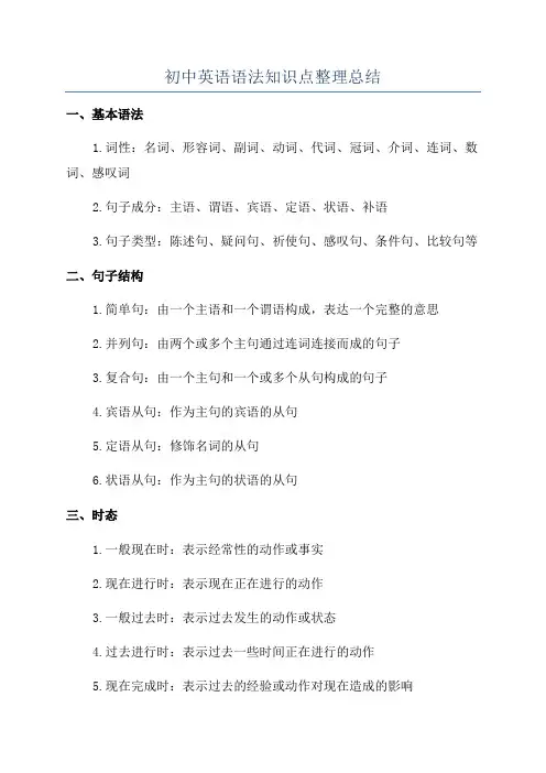 初中英语语法知识点整理总结