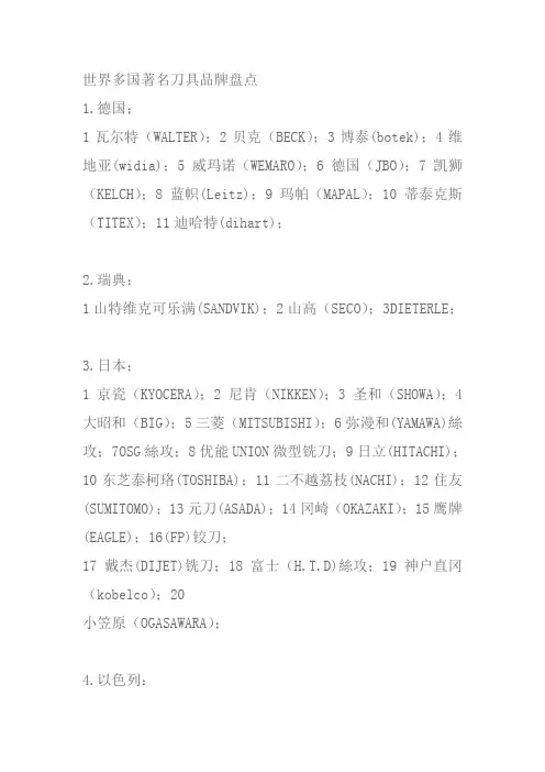 世界多国著名刀具品牌盘点