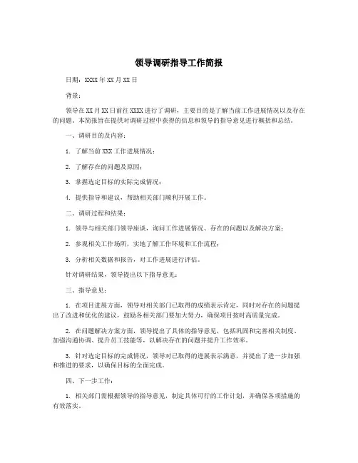 领导调研指导工作简报
