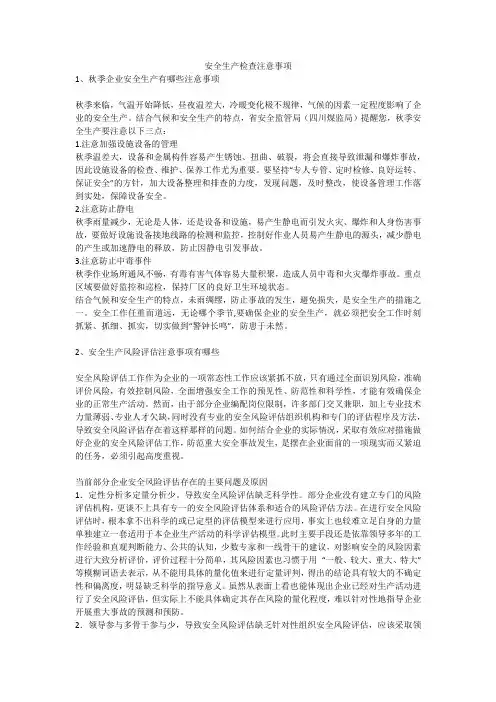 安全生产检查注意事项安全生产