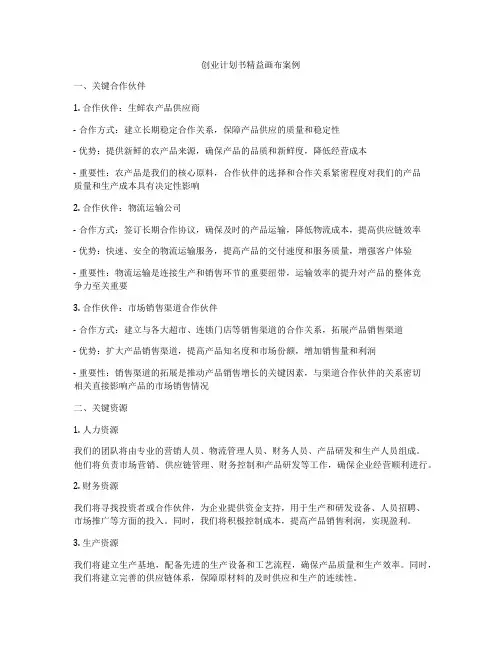 创业计划书精益画布案例