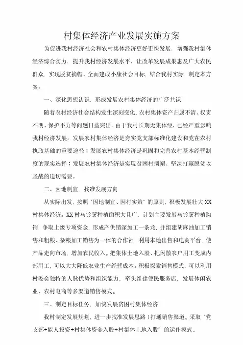 村集体经济产业发展实施方案