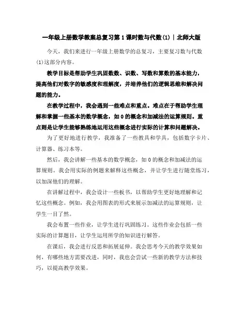一年级上册数学教案-总复习第1课时数与代数(1)∣北师大版