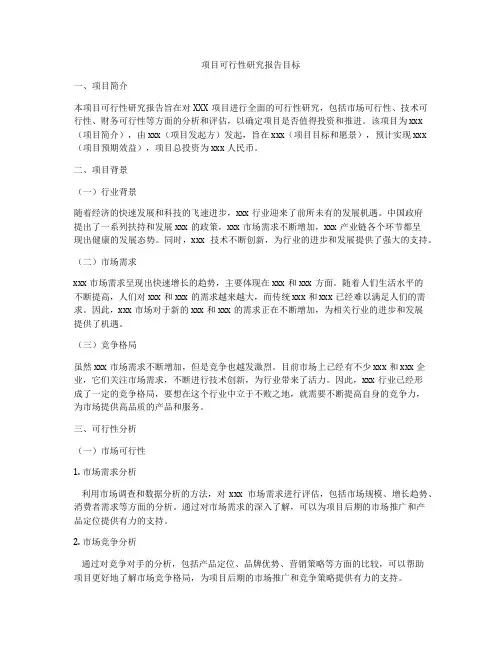 项目可行性研究报告目标