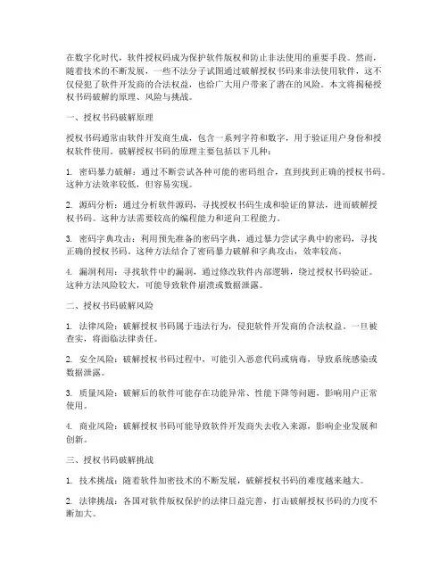 授权书码破解