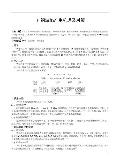 IF钢缺陷产生机理及对策