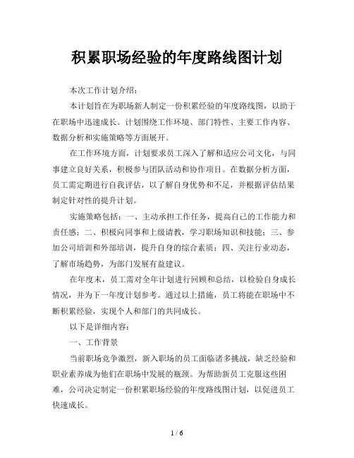 积累职场经验的年度路线图计划