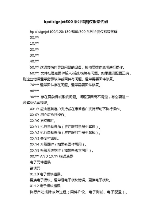 hpdisignjet500系列绘图仪报错代码
