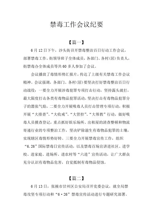 禁毒工作会议纪要