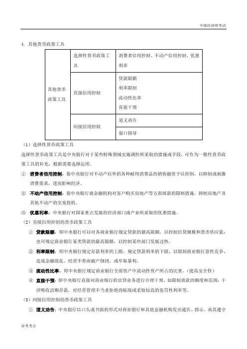 2019中级经济师-金融--46、第9章中央银行与金融监管-第2节：货币政策体系(3)