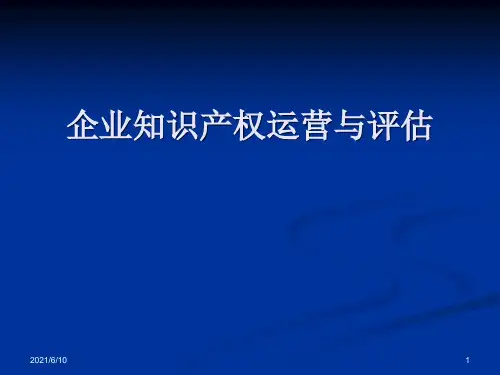 【培训课件】企业知识产权运营与评估