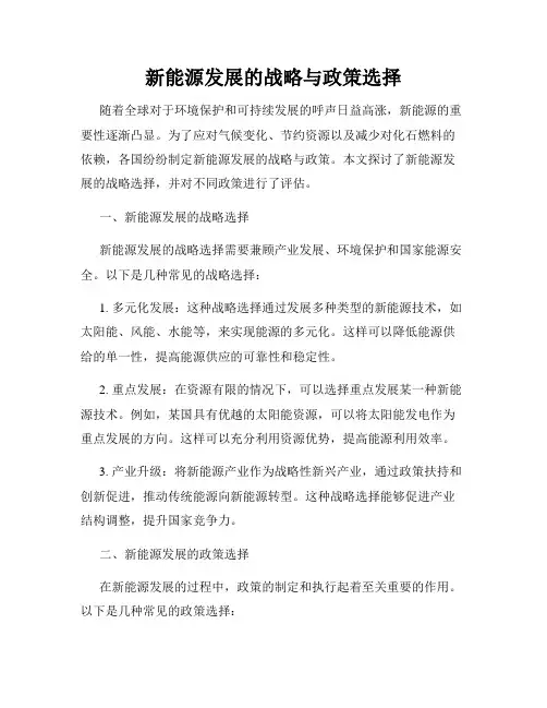 新能源发展的战略与政策选择