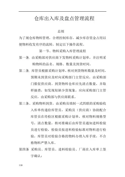 仓库出入库管理流程图