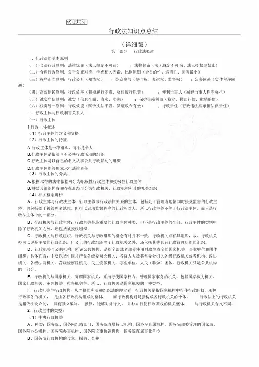 行政法知识点总结归纳