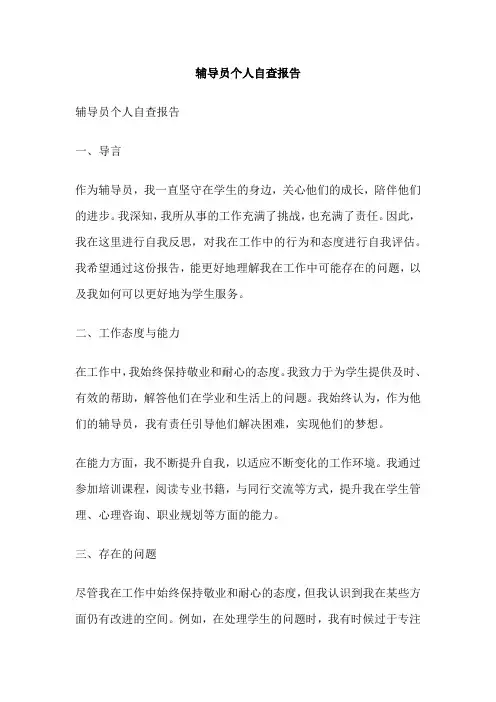 辅导员个人自查报告