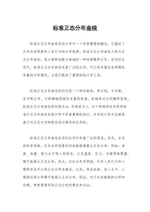 标准正态分布曲线