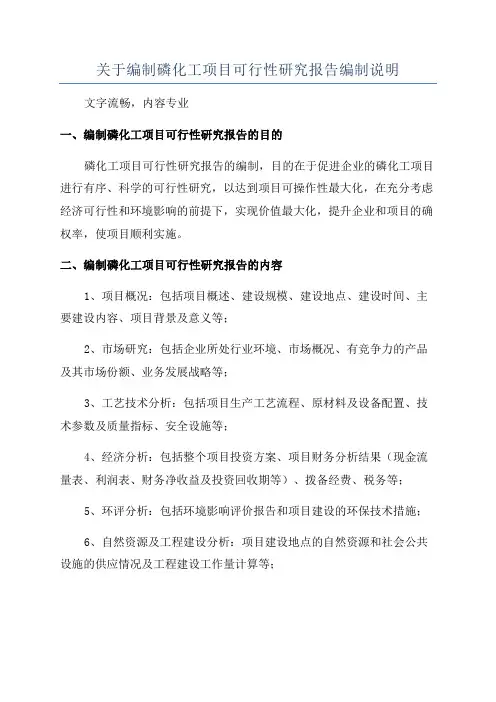 关于编制磷化工项目可行性研究报告编制说明