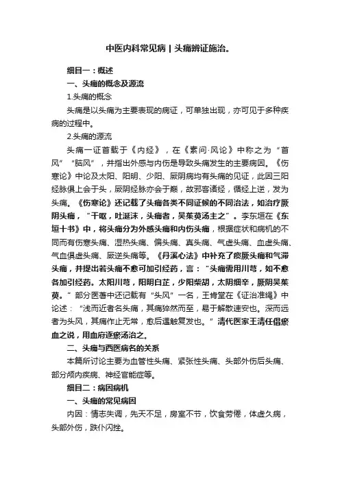 中医内科常见病丨头痛辨证施治。