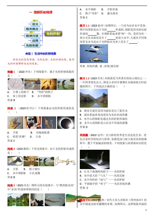 分类狂练电子版 4.1 光的折射 理解折射规律
