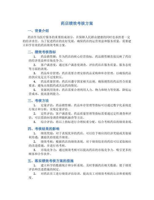 药店绩效考核方案