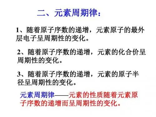 高一化学下学期元素周期律--新人教版(2019年9月)