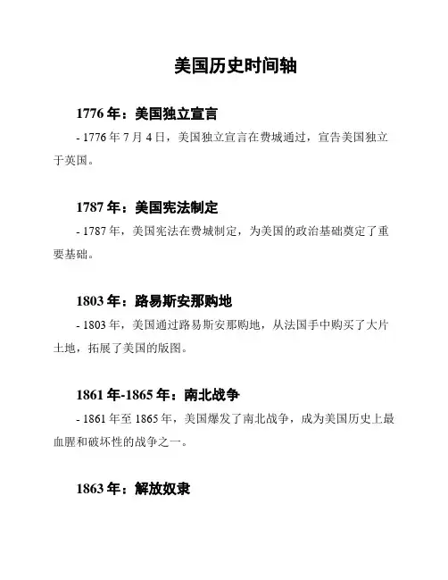 美国历史时间轴