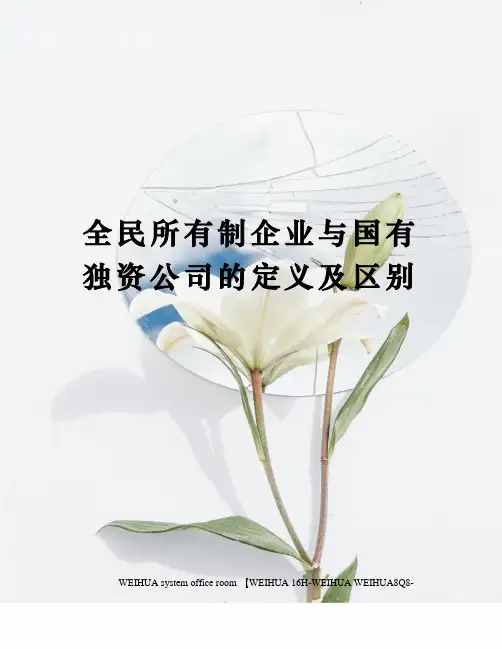 全民所有制企业与国有独资公司的定义及区别修订稿