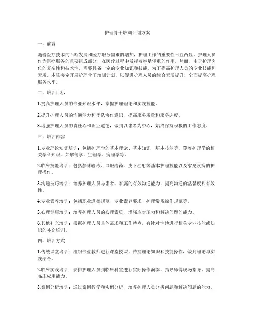 护理骨干培训计划方案