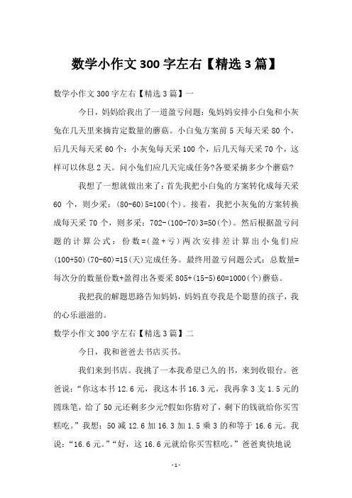 数学小作文300字左右【3篇】