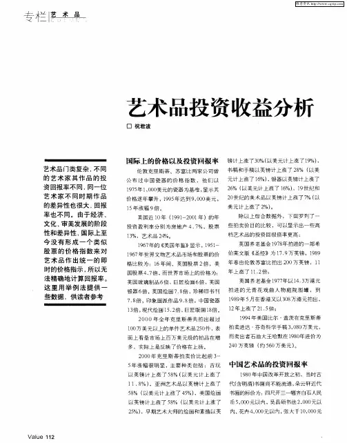 艺术品投资收益分析