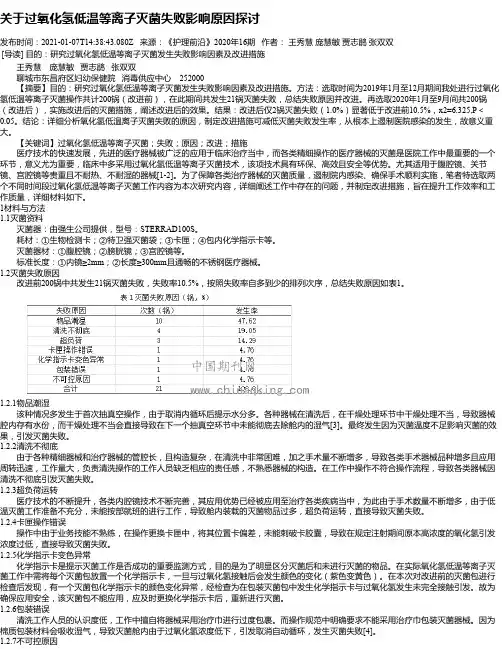 关于过氧化氢低温等离子灭菌失败影响原因探讨