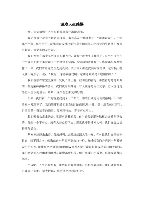 游戏人生感悟