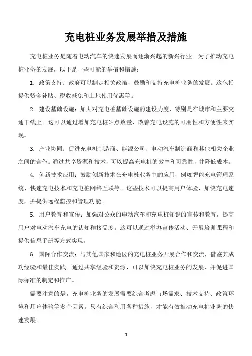 充电桩业务发展举措及措施