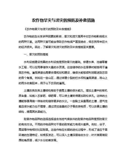 农作物旱灾与涝灾的预防及补救措施