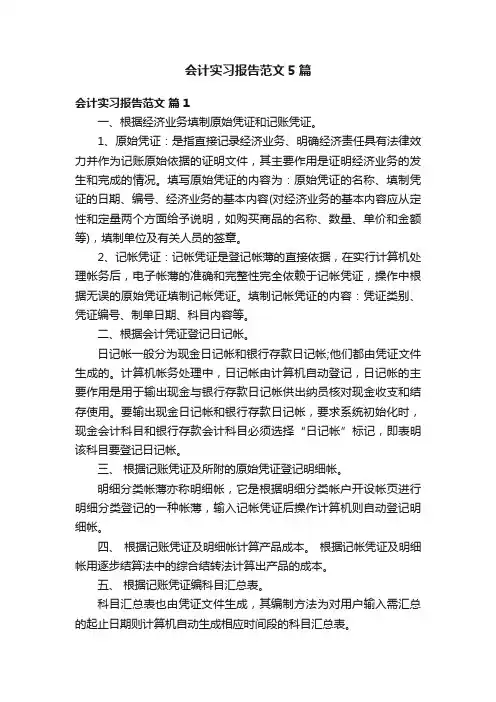 会计实习报告范文5篇