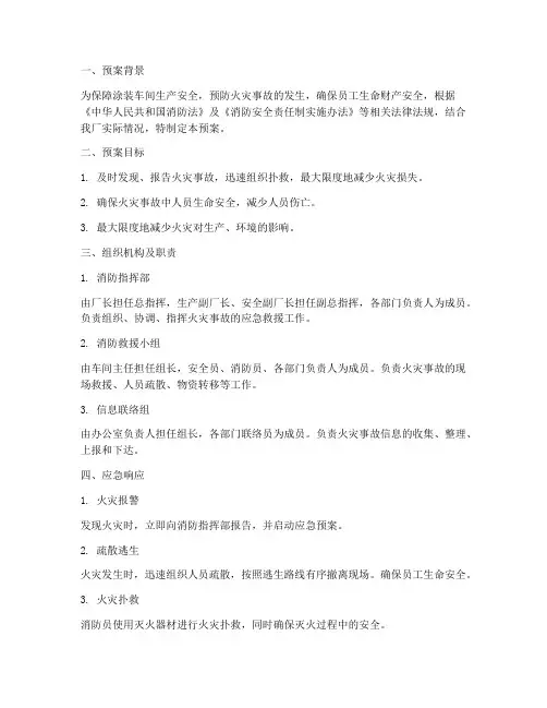 涂装车间消防应急预案