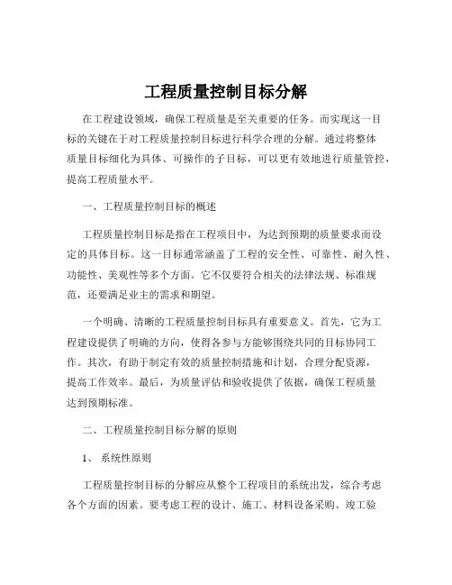工程质量控制目标分解