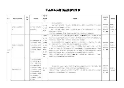 社会事业局随机抽查事项清单