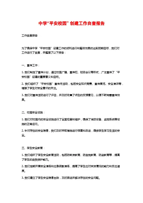 中学“平安校园” 创建工作自查报告