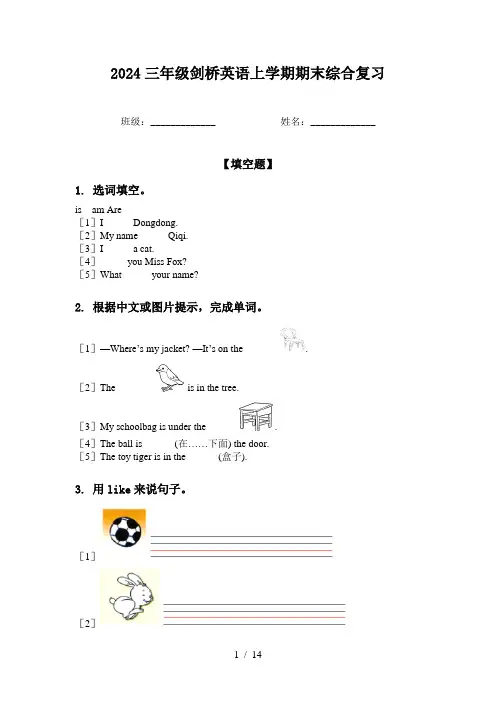 2024三年级剑桥英语上学期期末综合复习