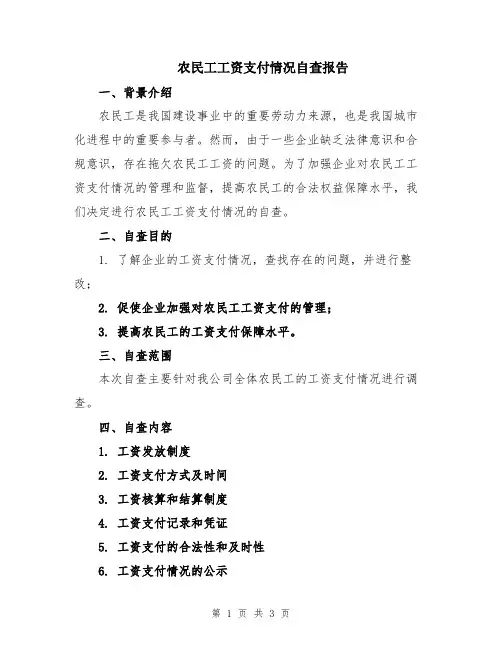 农民工工资支付情况自查报告