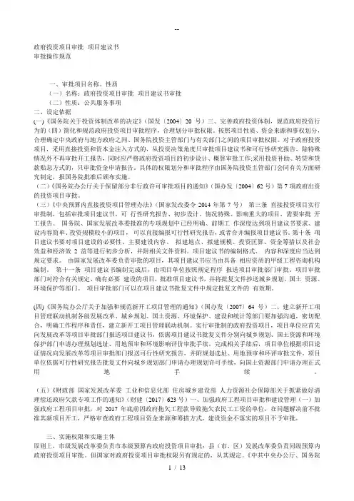 政府投资项目审批项目建议书